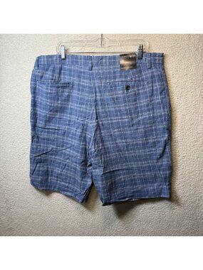 Banana Republic Emerson Short 38 Blue Plaid Linen-Cotton Blend 11"‎ Inseam NWT